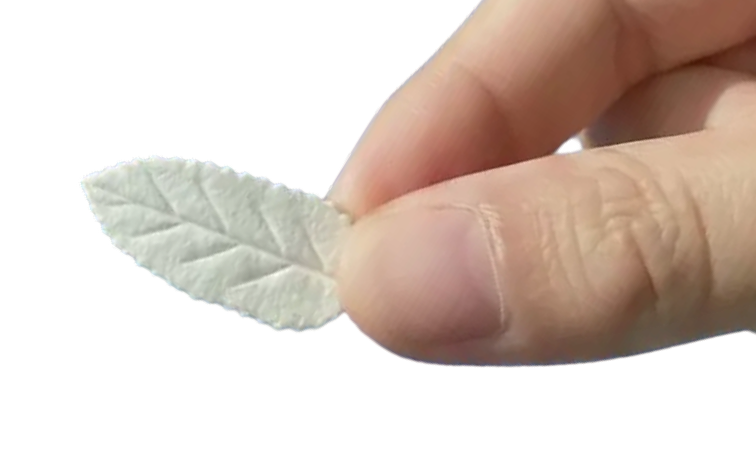 A hand holding a Nicleaf between the thumb and index finger